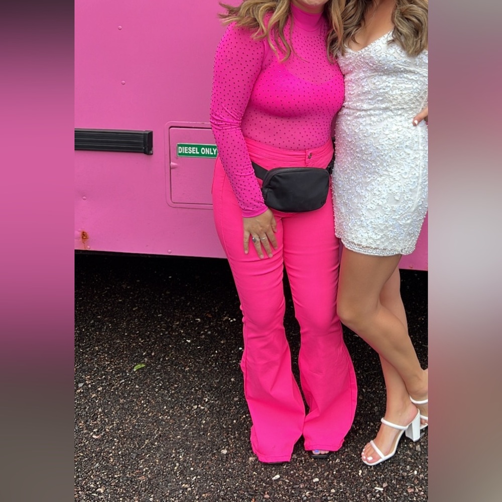 Hot pink flare pants